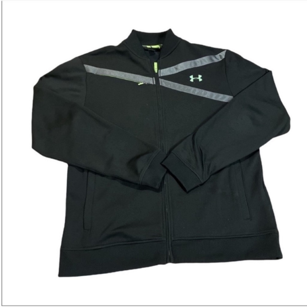 Under‎ Armour Full Zip Sweatshirt Black Grey and Neon Yellow Size Large